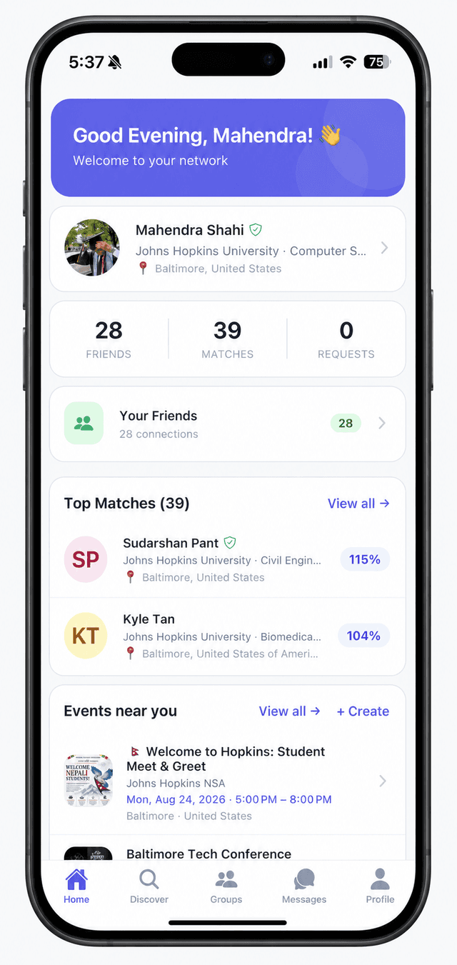 Home โ See your matches and activity