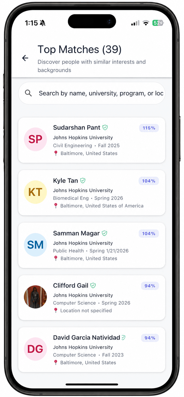 Matches โ Find compatible students